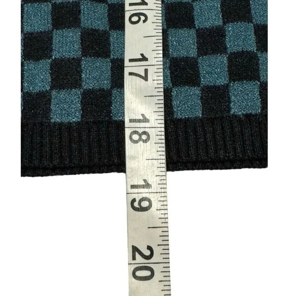NEW Daydreamer Size XL Teal Check Fitted Knit Pullover Sweater NWT - Picture 6 of 8